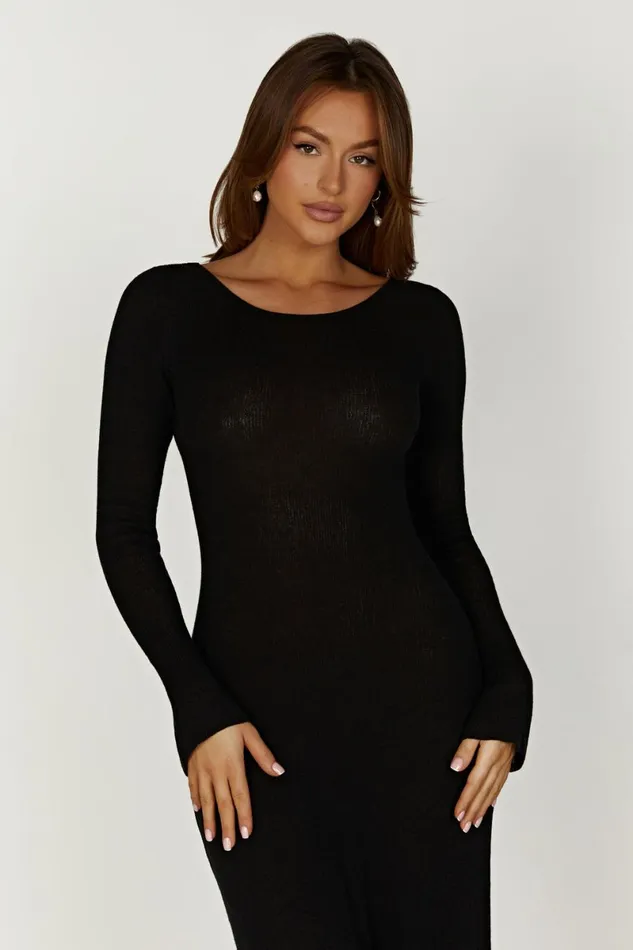 Meshki Maxi Dresses Talia Maxi Open Back Knit Dress 8211 Black Black 8211 Women