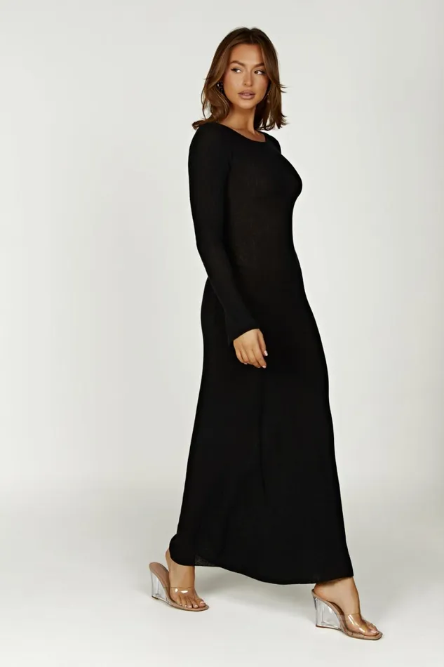 Meshki Maxi Dresses Talia Maxi Open Back Knit Dress 8211 Black Black 8211 Women