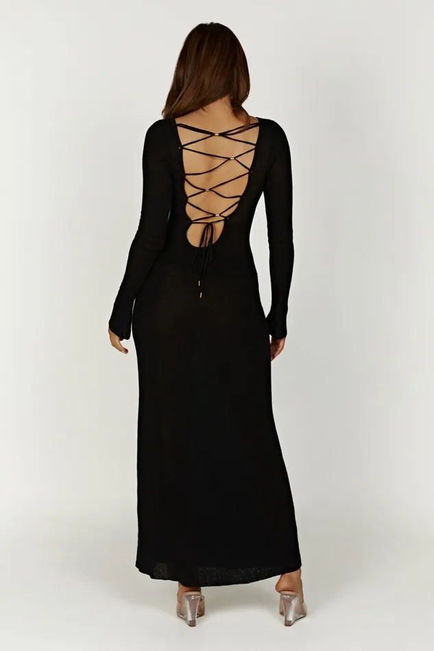 Meshki Maxi Dresses Talia Maxi Open Back Knit Dress 8211 Black Black 8211 Women