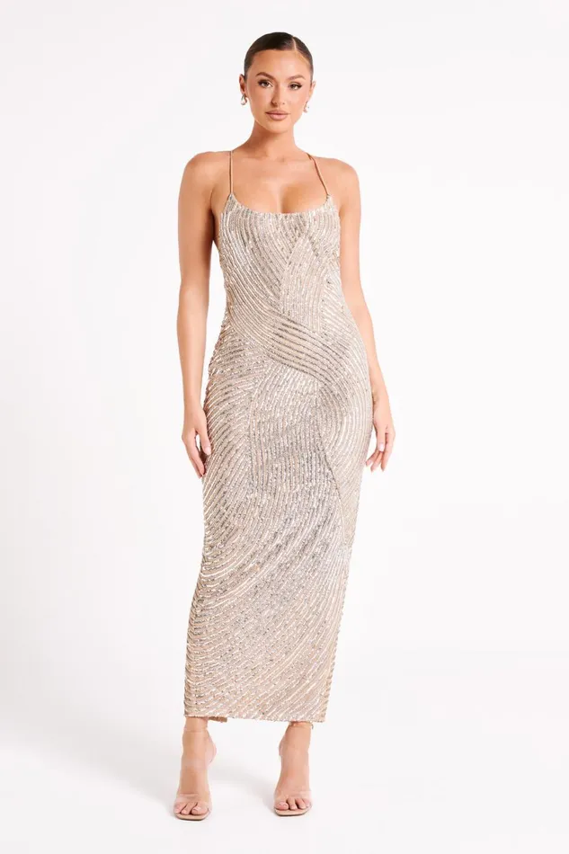 Meshki Maxi Dresses Tierra Sequin Maxi Dress 8211 Silver Silver 8211 Women