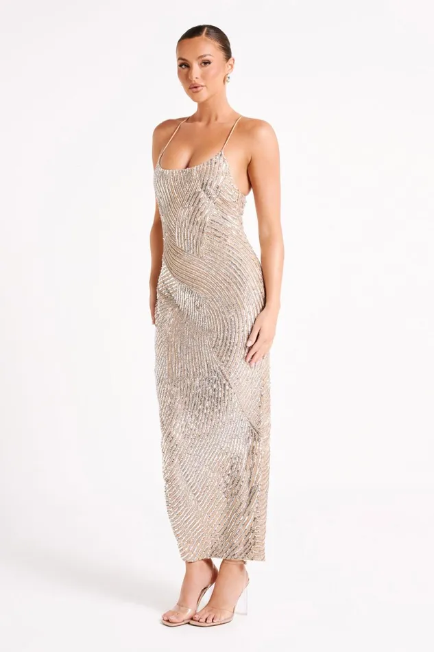 Meshki Maxi Dresses Tierra Sequin Maxi Dress 8211 Silver Silver 8211 Women