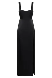 Meshki Maxi Dresses Verana Backless Satin Maxi Dress 8211 Black Black 8211 Women