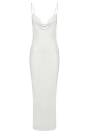 Meshki Midi Dresses Adela Cowl Midi Dress With Pearl Trim 8211 White White 8211 Women