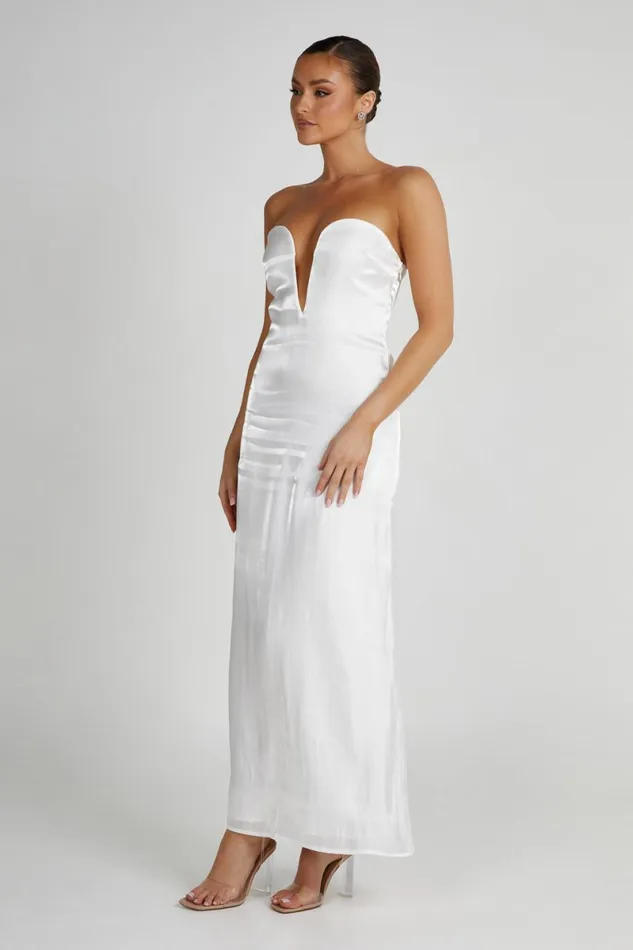 Meshki Midi Dresses Chantelle Liquid Satin Midi Dress 8211 White White 8211 Women