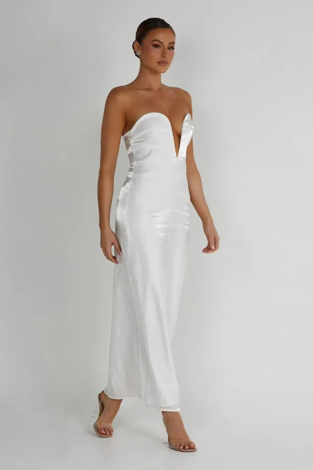Meshki Midi Dresses Chantelle Liquid Satin Midi Dress 8211 White White 8211 Women