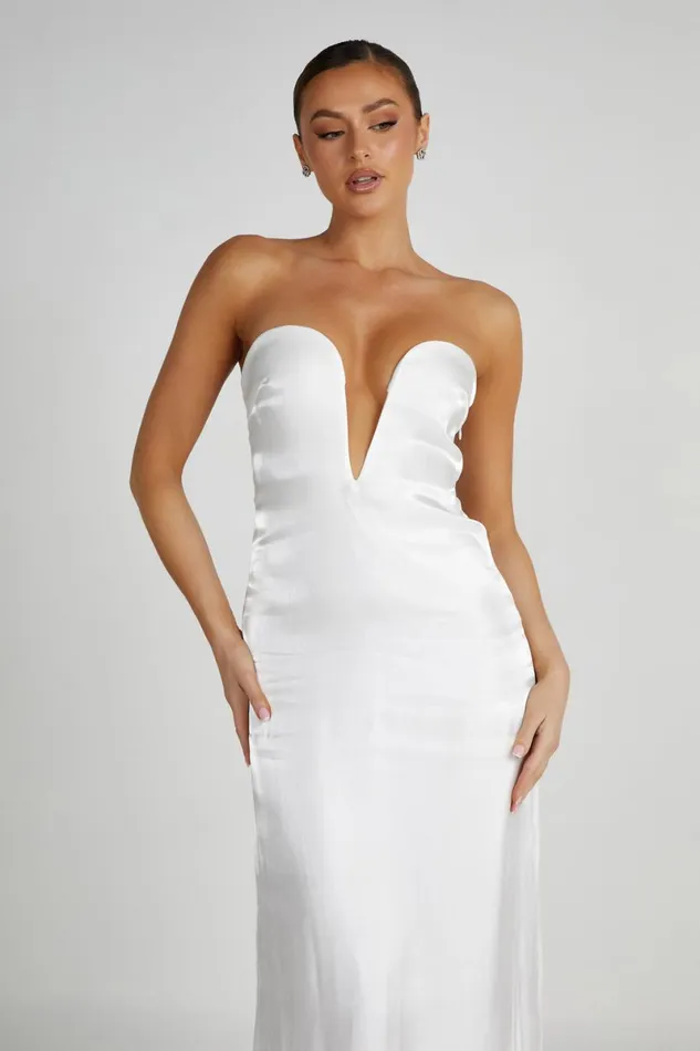Meshki Midi Dresses Chantelle Liquid Satin Midi Dress 8211 White White 8211 Women
