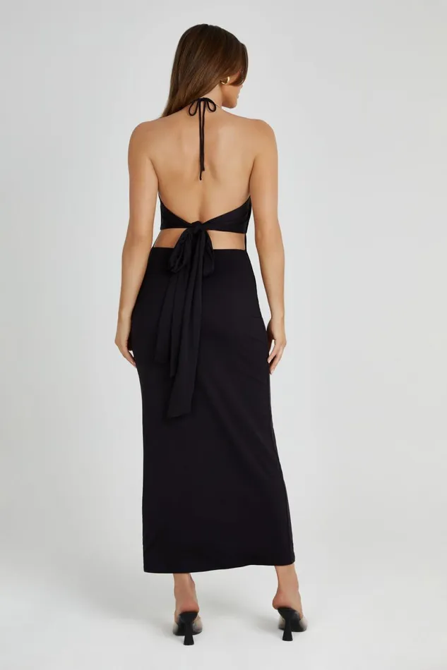 Meshki Midi Dresses Heidi Recycled Nylon Pin Detail Midi Dress 8211 Black Black 8211 Women