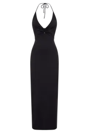 Meshki Midi Dresses Heidi Recycled Nylon Pin Detail Midi Dress 8211 Black Black 8211 Women