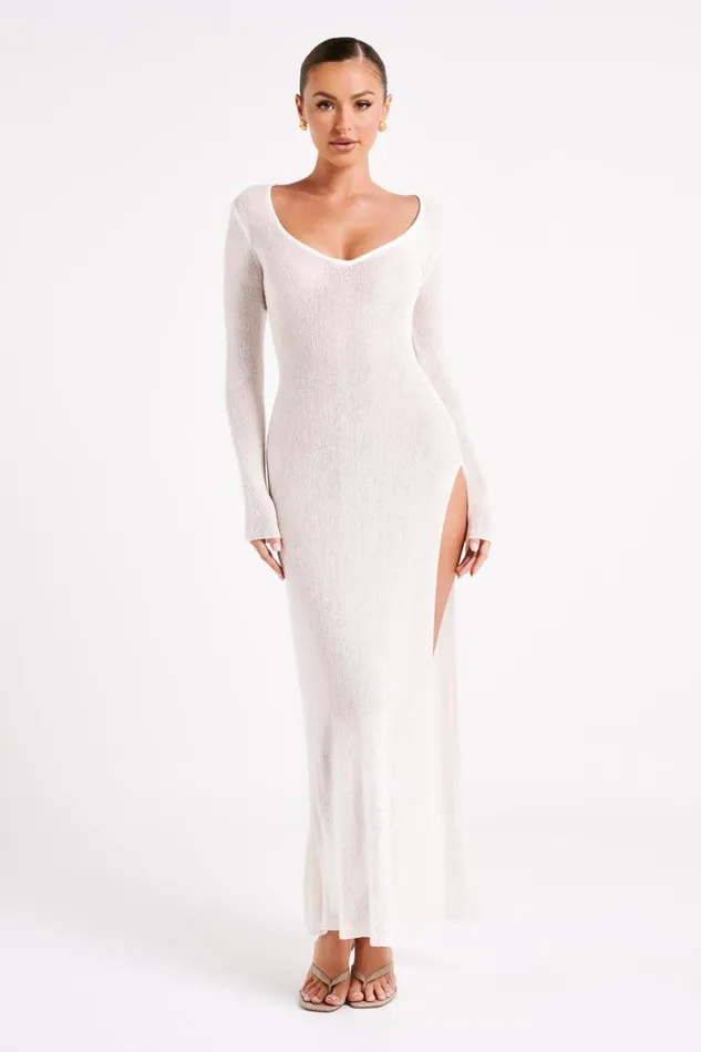 Meshki Midi Dresses Imelda Knit Cover Up Midi Dress 8211 White White 8211 Women