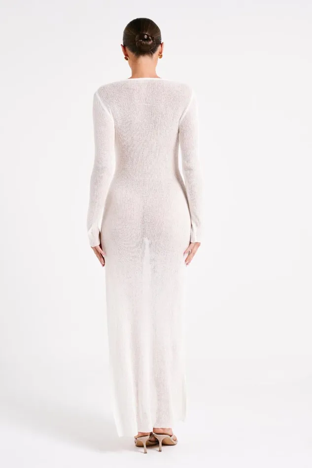 Meshki Midi Dresses Imelda Knit Cover Up Midi Dress 8211 White White 8211 Women