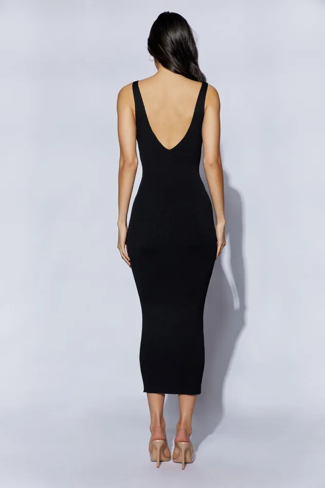 Meshki Midi Dresses Jodie V Neck Midi Dress 8211 Black Black 8211 Women