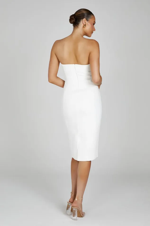 Meshki Midi Dresses Marianne Strapless Crepe Midi Dress 8211 White White 8211 Women
