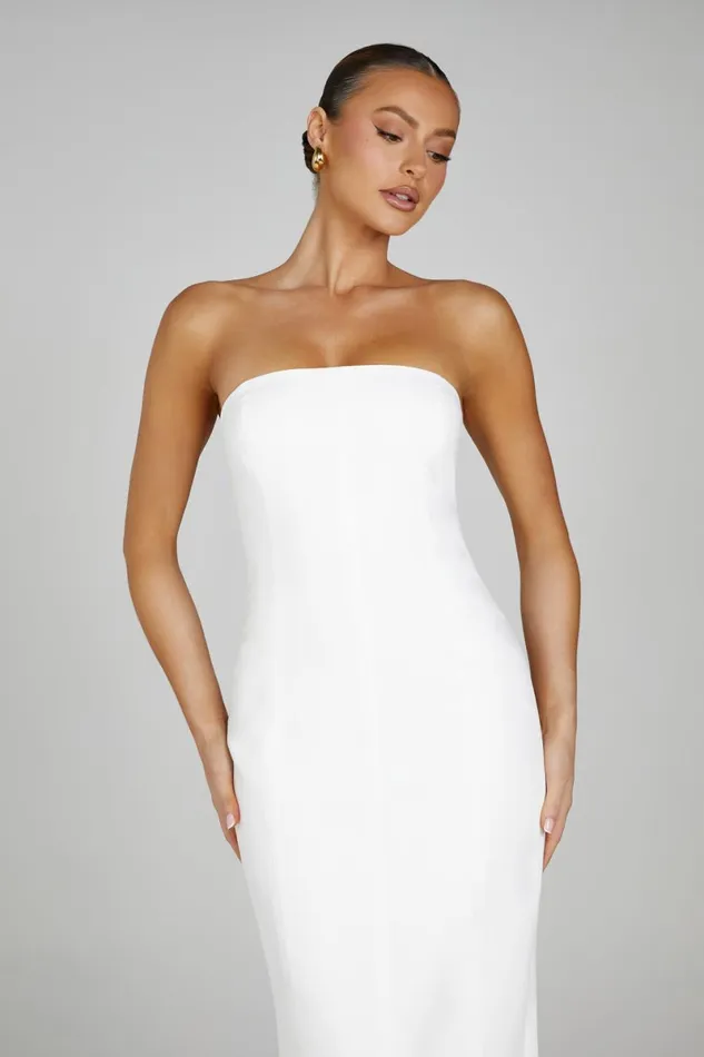Meshki Midi Dresses Marianne Strapless Crepe Midi Dress 8211 White White 8211 Women