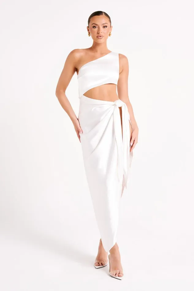 Meshki Midi Dresses Navarah One Shoulder Midi Dress 8211 White White 8211 Women
