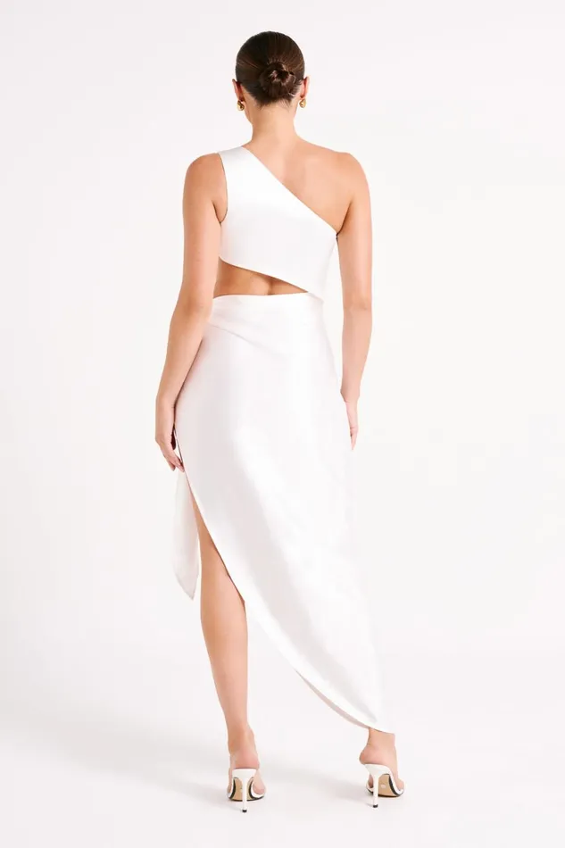Meshki Midi Dresses Navarah One Shoulder Midi Dress 8211 White White 8211 Women
