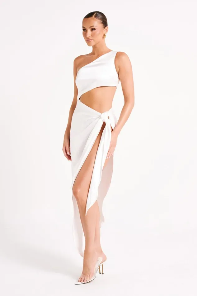 Meshki Midi Dresses Navarah One Shoulder Midi Dress 8211 White White 8211 Women