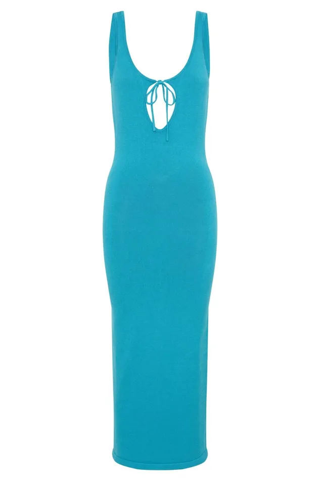 Meshki Midi Dresses Nola Cut Out Knit Midi Dress 8211 Aquamarine Aquamarine 8211 Women Meshki Midi Dresses Nola Cut Out Knit Midi Dress 8211 Aquamarine Aquamarine 8211 Women