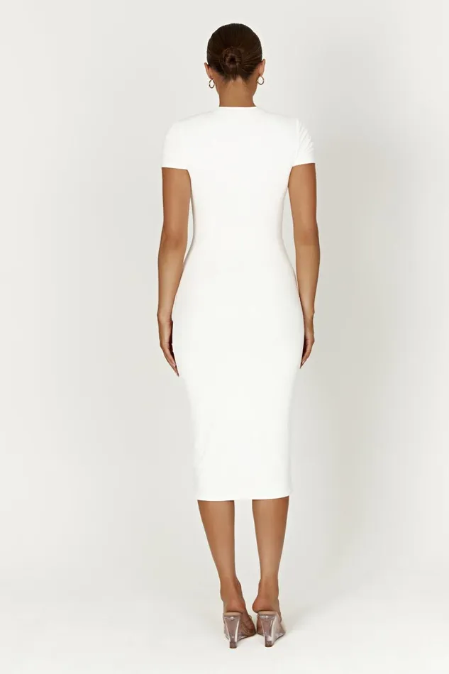 Meshki Midi Dresses Penny Recycled Nylon Short Sleeve Midi Dress 8211 White White 8211 Women
