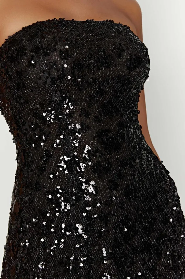 Meshki Mini Dresses Everleigh Strapless Sequin Mini Dress 8211 Black Black 8211 Women
