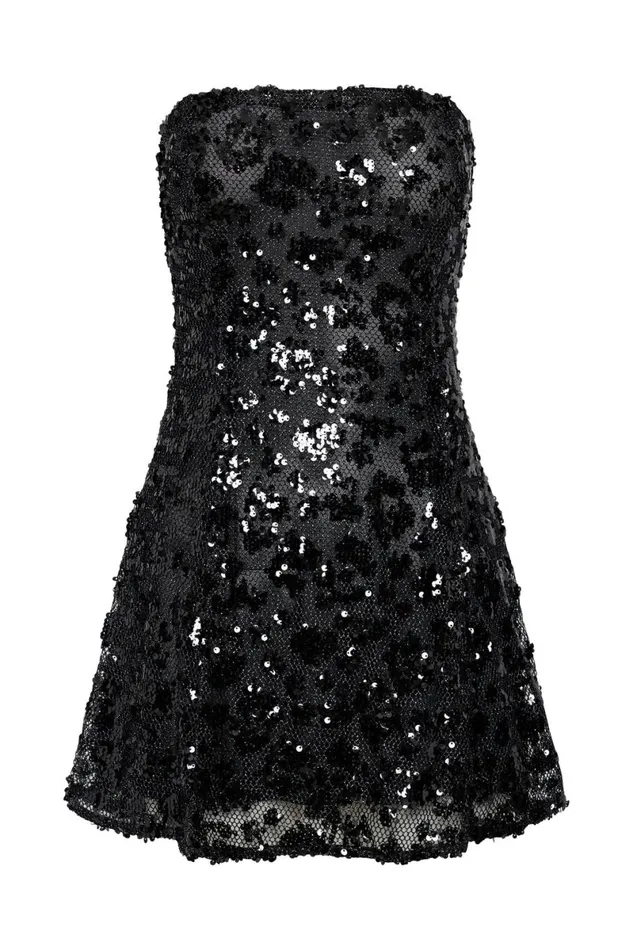 Meshki Mini Dresses Everleigh Strapless Sequin Mini Dress 8211 Black Black 8211 Women