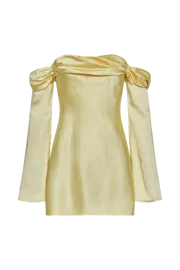 Meshki Mini Dresses Giselle Off Shoulder Satin Mini Dress 8211 Butter Butter 8211 Women