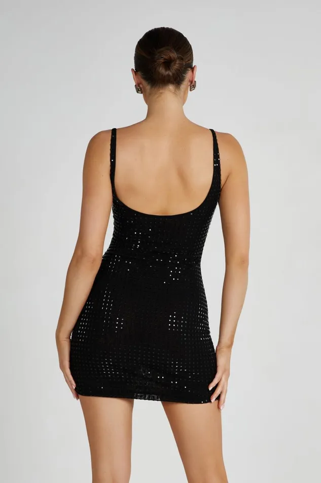 Meshki Mini Dresses Presley Square Diamante Mini Dress 8211 Black Black 8211 Women
