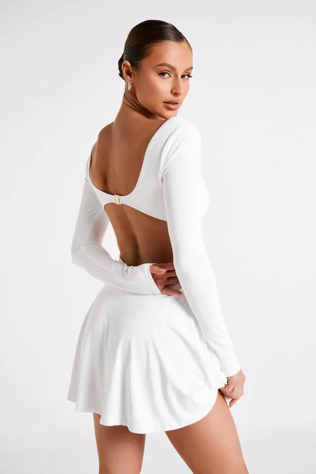 Meshki Mini Dresses Renee Recycled Nylon Long Sleeve Mini Dress 8211 White White 8211 Women Meshki Mini Dresses Renee Recycled Nylon Long Sleeve Mini Dress 8211 White White 8211 Women