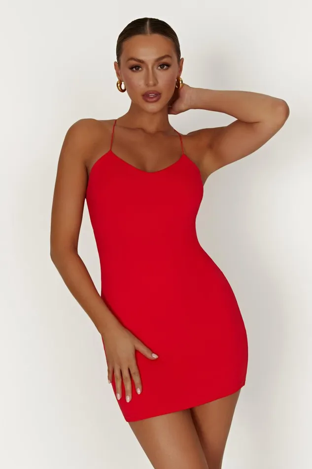 Meshki Mini Dresses Sabine Recycled Nylon Mini Backless Dress 8211 Red Red 8211 Women