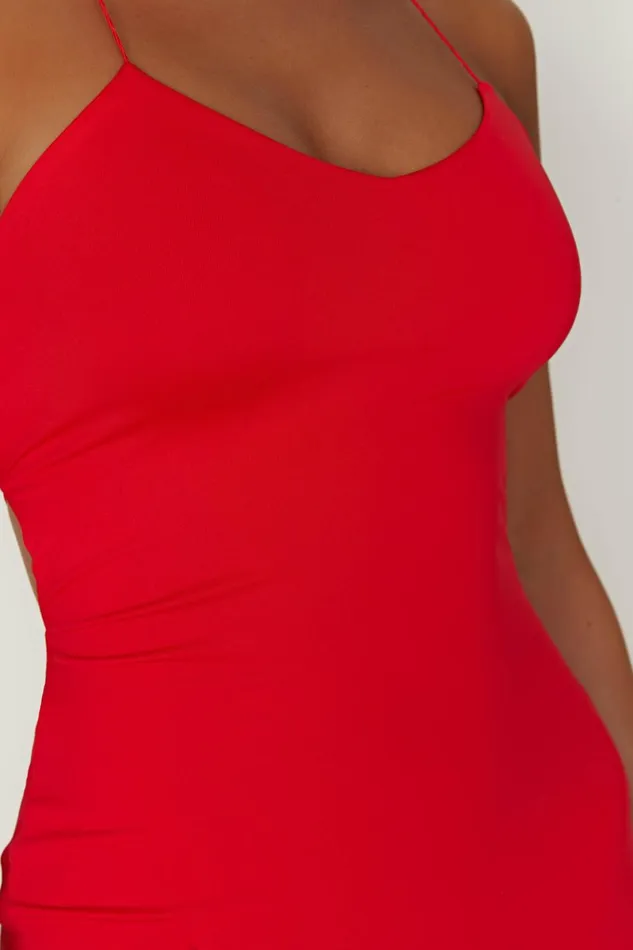 Meshki Mini Dresses Sabine Recycled Nylon Mini Backless Dress 8211 Red Red 8211 Women