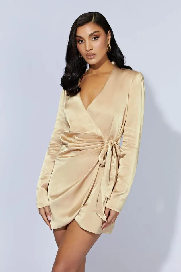 Meshki Mini Dresses Saira Tie Up Mini Dress 8211 Wheat Wheat 8211 Women
