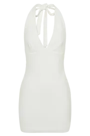 Meshki Mini Dresses Seina Diamante Halter Mini Dress 8211 White White 8211 Women