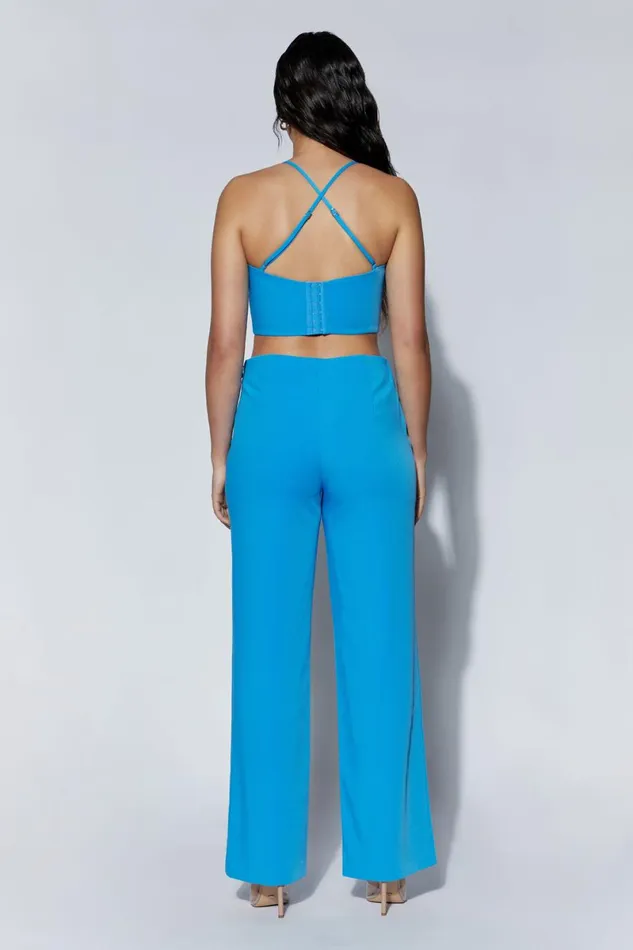 Meshki Pants Bahar Mid Rise Wide Leg Strap Pant 8211 Azure Blue Azureblue 8211 Women Meshki Pants Bahar Mid Rise Wide Leg Strap Pant 8211 Azure Blue Azureblue 8211 Women
