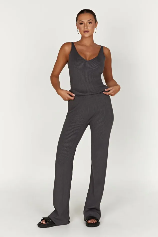 Meshki Pants Linnie Straight Leg Knit Pant 8211 Charcoal Charcoal 8211 Women
