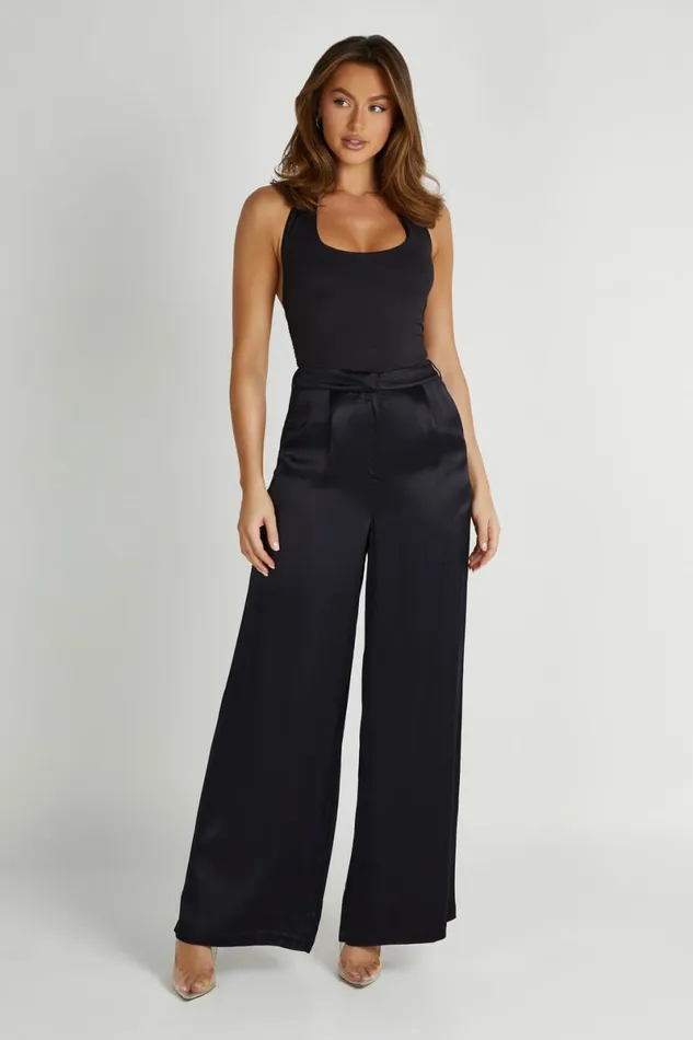 Meshki Pants Nour Satin Wide Leg Pant 8211 Black Black 8211 Women