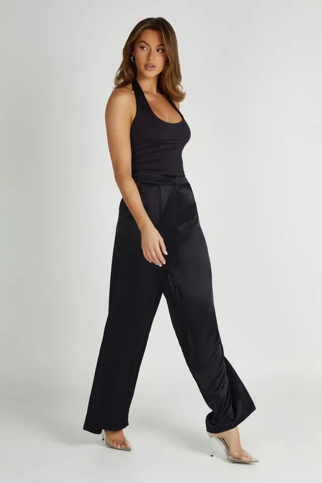 Meshki Pants Nour Satin Wide Leg Pant 8211 Black Black 8211 Women