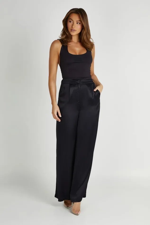 Meshki Pants Nour Satin Wide Leg Pant 8211 Black Black 8211 Women