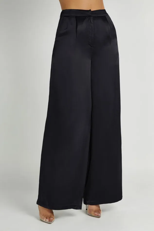 Meshki Pants Nour Satin Wide Leg Pant 8211 Black Black 8211 Women