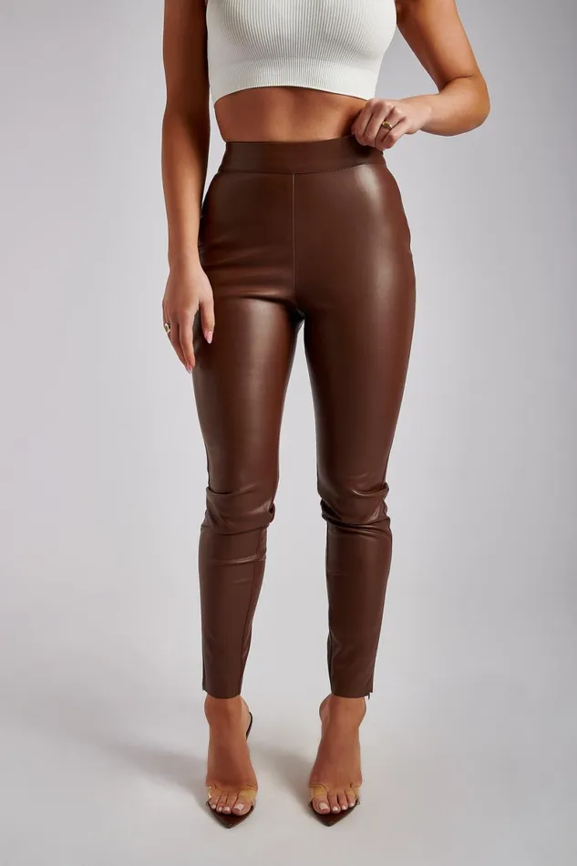 Meshki Pants Shayla Skinny Faux Leather Split Pant 8211 Chocolate Chocolate 8211 Women Meshki Pants Shayla Skinny Faux Leather Split Pant 8211 Chocolate Chocolate 8211 Women