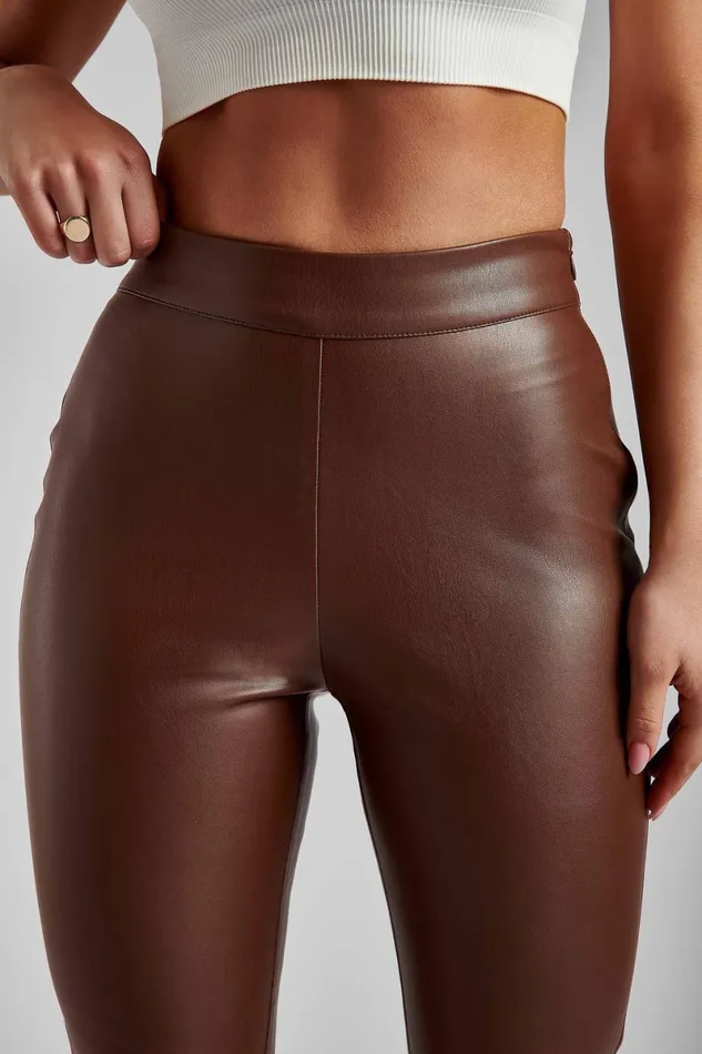 Meshki Pants Shayla Skinny Faux Leather Split Pant 8211 Chocolate Chocolate 8211 Women Meshki Pants Shayla Skinny Faux Leather Split Pant 8211 Chocolate Chocolate 8211 Women