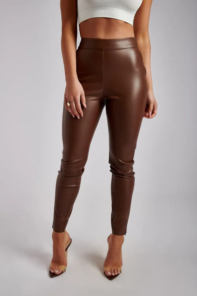 Meshki Pants Shayla Skinny Faux Leather Split Pant 8211 Chocolate Chocolate 8211 Women Meshki Pants Shayla Skinny Faux Leather Split Pant 8211 Chocolate Chocolate 8211 Women