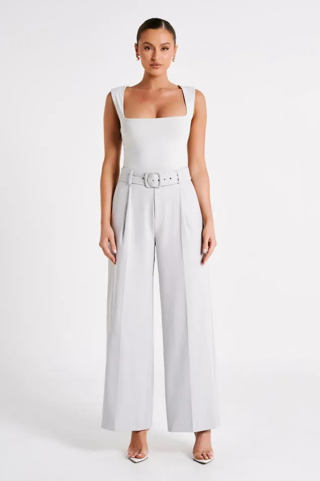 Meshki Pants Tenley Wide Leg Suiting Pants 8211 Ice Grey Icegrey 8211 Women