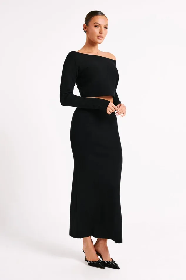 Meshki Skirts Avani Mid Rise Knit Maxi Skirt 8211 Black Black 8211 Women