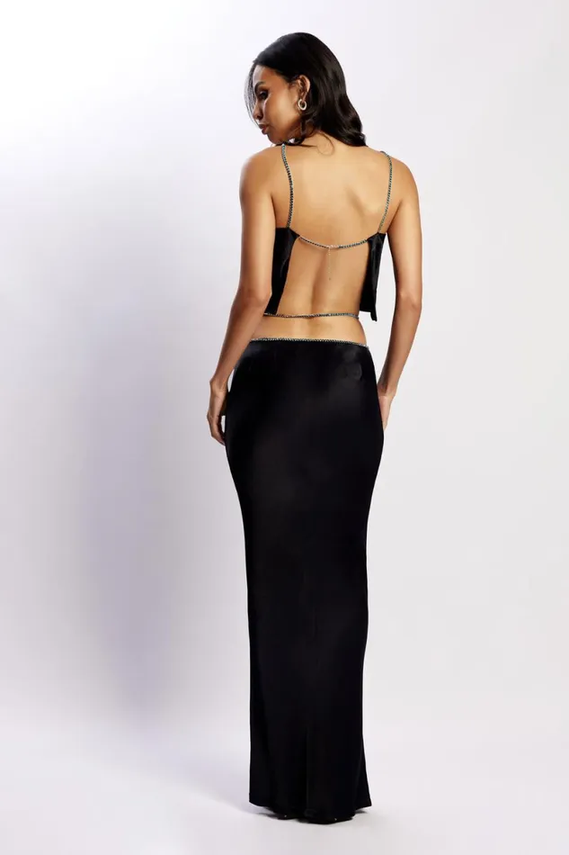 Meshki Skirts Dayana Diamante Maxi Skirt 8211 Black Black 8211 Women