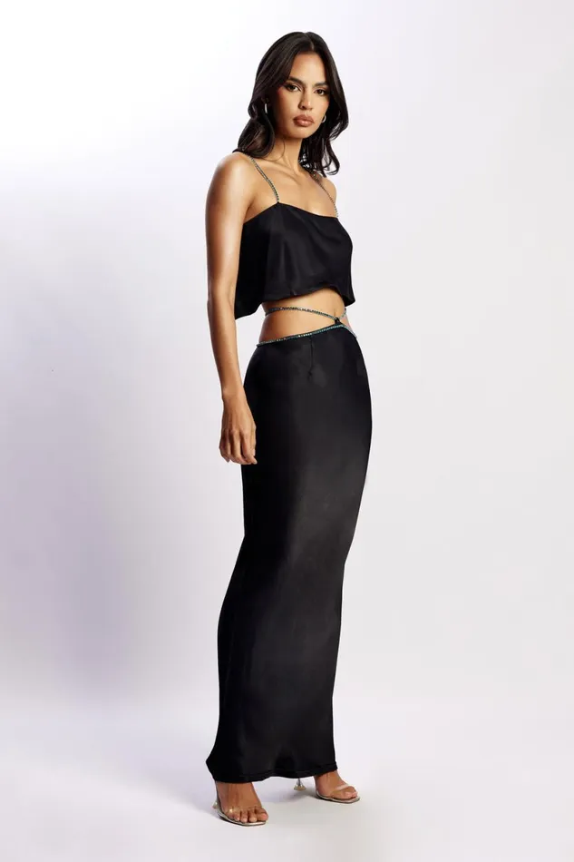 Meshki Skirts Dayana Diamante Maxi Skirt 8211 Black Black 8211 Women