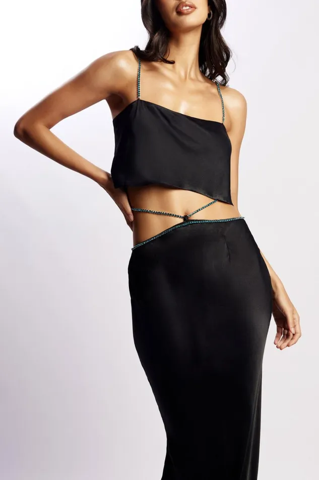 Meshki Skirts Dayana Diamante Maxi Skirt 8211 Black Black 8211 Women
