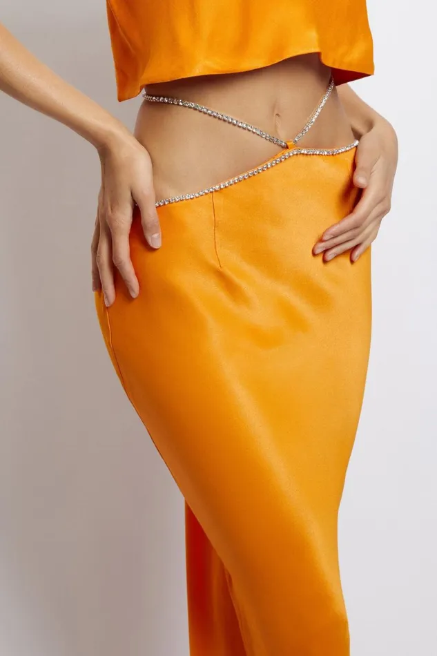 Meshki Skirts Dayana Diamante Maxi Skirt 8211 Mandarin Mandarin 8211 Women Meshki Skirts Dayana Diamante Maxi Skirt 8211 Mandarin Mandarin 8211 Women