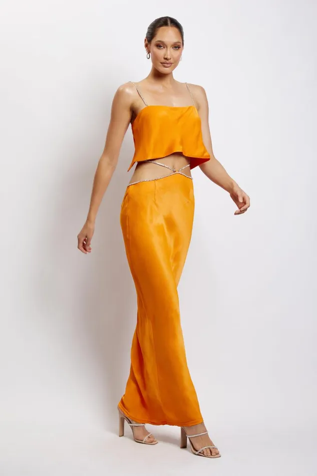 Meshki Skirts Dayana Diamante Maxi Skirt 8211 Mandarin Mandarin 8211 Women Meshki Skirts Dayana Diamante Maxi Skirt 8211 Mandarin Mandarin 8211 Women