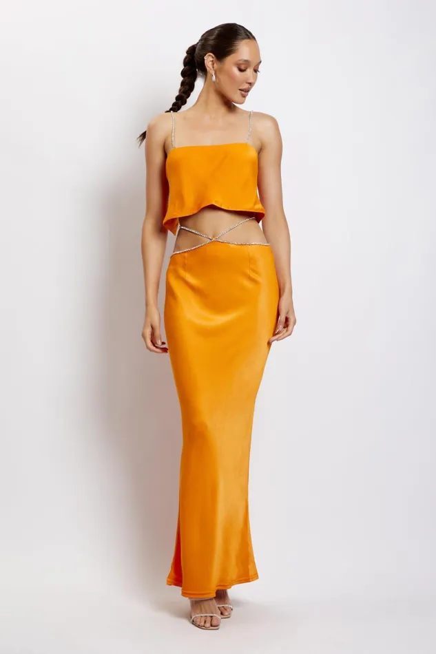 Meshki Skirts Dayana Diamante Maxi Skirt 8211 Mandarin Mandarin 8211 Women Meshki Skirts Dayana Diamante Maxi Skirt 8211 Mandarin Mandarin 8211 Women