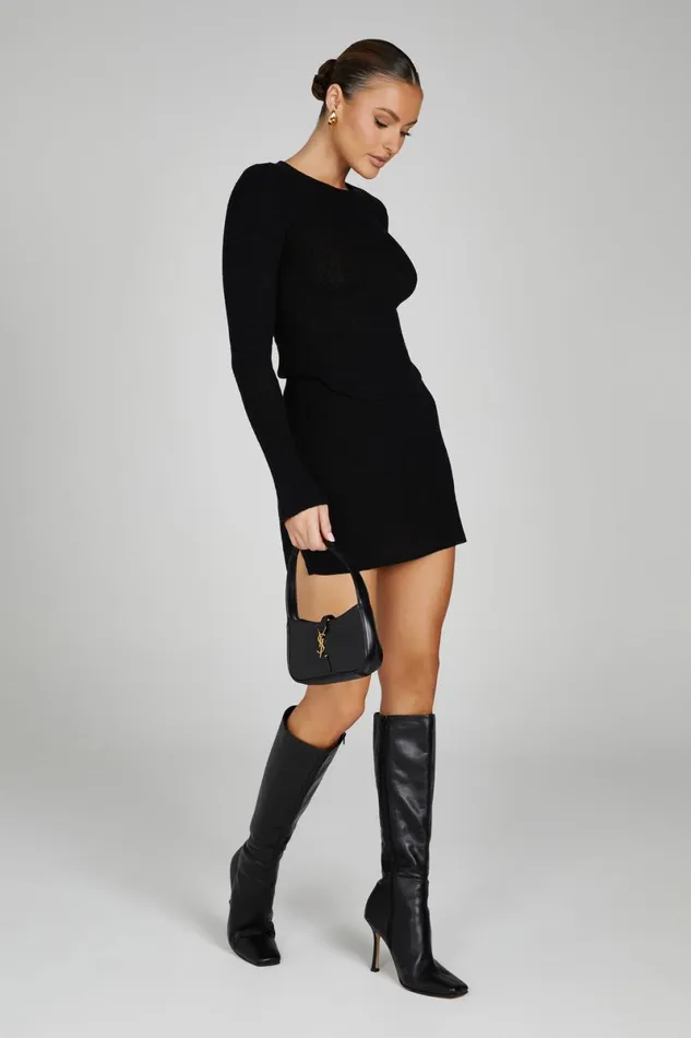 Meshki Skirts Esme Knit Mini Skirt 8211 Black Black 8211 Women
