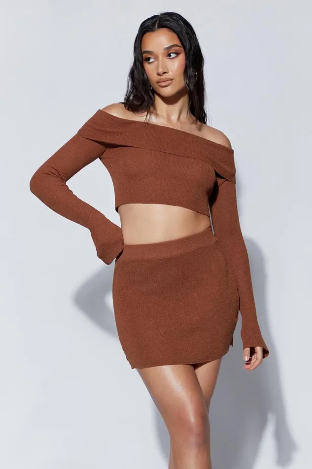Meshki Skirts Esme Knit Mini Skirt 8211 Clay Clay 8211 Women